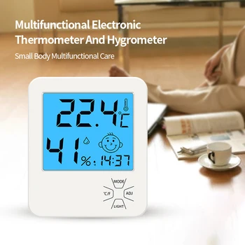 ЖК-цифровой Измеритель температуры и влажности в помещении Часы Электронный Домашний Термометр С функцией подсветки Гигрометр