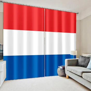 Занавеска с изображением флага Нидерландов, Бразилии, России, Франции, США для гостиной, студии, отеля, Занавеска в Национальный день, 2 панели