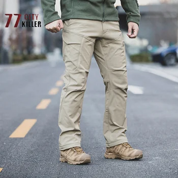 Зимние мужские военные тактические флисовые брюки с мягкой оболочкой, уличные ветрозащитные тренировочные брюки для скалолазания, Мужские непромокаемые брюки
