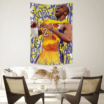 Знаменитый-баскетбольная звезда-Брайант-большой настенный гобелен с принтом, Настенные богемные гобелены, Мандала, эстетический декор для дома