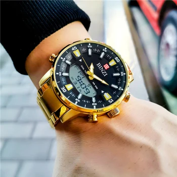 Золотые наручные часы 2023, мужские, лидирующий бренд, водонепроницаемые спортивные цифровые часы, военные кварцевые часы из светодиодной стали, мужские наручные часы Relogio