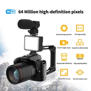 Камера для Ведения Блога с Зумом 4K WIFI Веб-камера Винтажный Видеомагнитофон 64-Мегапиксельная Видеокамера Камера A