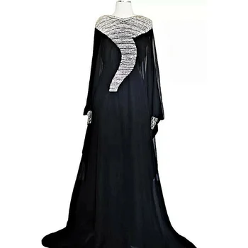 Кафтан из черного марокканского камня, Дубайский кафтан Farasha Abaya, европейские и американские модные тенденции