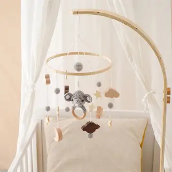 Колокольчик в виде звезды в скандинавском стиле, кольцо для изголовья кровати, колокольчик для кровати, ручная вязка крючком, деревянная подвеска для детской комнаты