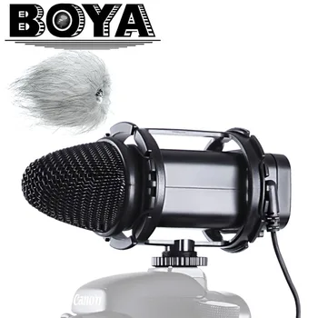 Компактный конденсаторный микрофон BOYA BY-V02 Stereo для цифровых зеркальных камер Canon Nikon Sony, видеокамер, аудиомагнитофонов
