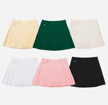 Корейская Новая Женская одежда для Гольфа 2023, Весенняя Короткая юбка, Однотонная Плиссированная Короткая юбка, Одежда