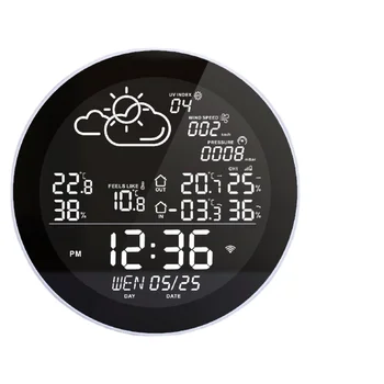 Круговой гигрометр температуры в помещении и на улице, подвесные радиоволновые погодные часы для офиса, цифровые часы, метеостанция