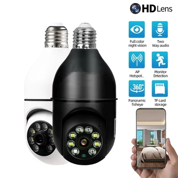 Лампа E27 IP WiFi Камера Беспроводного наблюдения Ночного Видения Цветная Камера с автоматическим вращением для мониторинга помещений WiFi камера Ycc365 Plus
