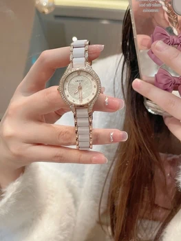 Легкие роскошные керамические часы с полным бриллиантовым дизайном, Модные женские часы Высокого качества, Нишевые Повседневные Элегантные кварцевые часы с циферблатом Fritillaria