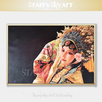 Лучший китайский художник, ручная роспись, высококачественная Пекинская опера, портрет Хуа Дан, картина маслом на холсте, красавица, фигура, картина маслом