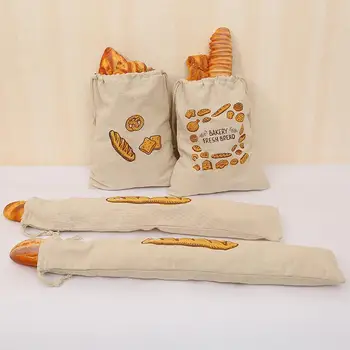 Льняной пакет для хлеба, Многоразовая Хлопчатобумажная сумка для хранения на шнурке, Буханка домашнего хлеба, Свежее, экологически чистое хранение для багета I6E9
