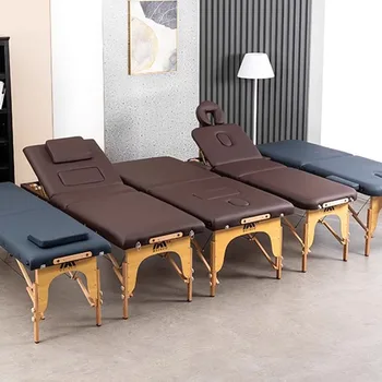 Массажная кровать для салона ресниц, педикюр, тату, спа, косметологическая кровать, складная деревянная мебель для салона Cama Masaje LJ50MB