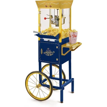Машина Для приготовления попкорна Nostalgia - Профессиональная тележка с чайником объемом 8 унций Вмещает до 32 чашек - Машина для приготовления попкорна в стиле кинотеатра