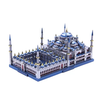Микромир 3D металлическая головоломка Голубая мечеть Модель здания DIY 3D лазерная резка головоломки обучающие игрушки для детей и взрослых Подарок