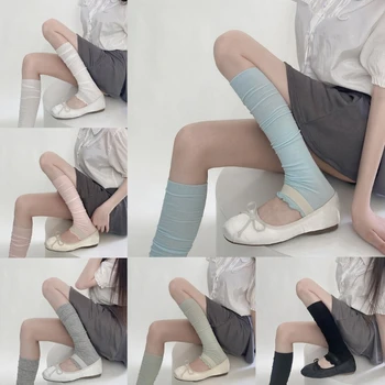 Милые носки до икр с оборками в Японском стиле, Гольфы до колена для студенток, Чулки, Гетры для женщин
