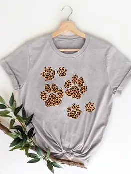 Милые футболки с принтом кошки, собаки, Женская футболка с коротким рукавом 90-х, милая женская повседневная модная женская футболка с рисунком