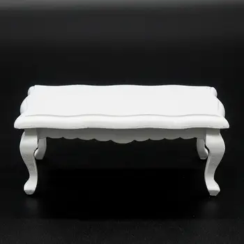 Миниатюра Odoria 1: 12 Деревянный белый приставной столик с волнистыми краями, мебель для спальни, кухни, Аксессуары для кукольного домика, Украшение кукольного домика