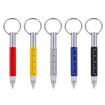 Многофункциональная ручка для инструментов, Мини-емкостная сенсорная ручка с карабином, Металлическая отвертка 6 в 1, Брелок для ключей, Шариковая ручка в подарок