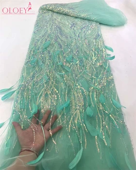 Модная Элегантная Французская вышивка Из бисера, Кружевная ткань В Африканском Нигерийском Стиле С блестками, Ткань Для Свадебного платья