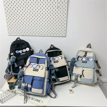 Модный рюкзак Большой емкости, школьные сумки, женский корейский рюкзак Harajuku, Многофункциональный рюкзак для ноутбука для подростков