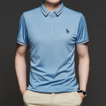 Мужская футболка для гольфа Hazzys с коротким рукавом, однотонная летняя модная рубашка поло, базовая посадка, Свободная Повседневная одежда