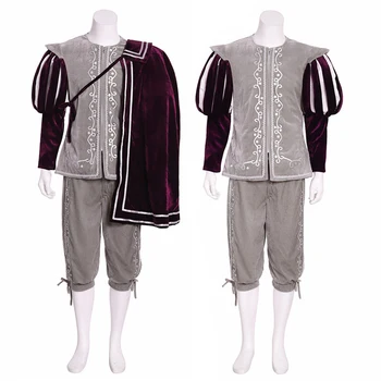 Мужские костюмы в форме воина эпохи Тюдоров с накидкой, костюм военного аристократа Средневекового Ренессанса, костюмы для музыкальной сцены