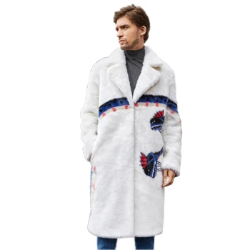 Мужское пальто из искусственного меха норки, черное, свободное, с длинными рукавами, модное однобортное уличное осенне-зимнее пальто в стиле хип-хоп
