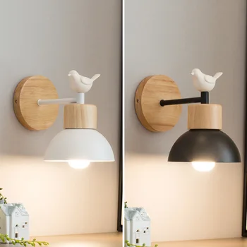 Настенные светильники в скандинавском стиле, Прикроватный светильник, деревянный светильник для туалетного столика, Ретро-Wandlamp, промышленный светильник с птицами, светильник для гостиной, столовой, спальни