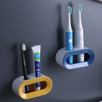 Настенный держатель для электрической зубной щетки с двойным отверстием, самоклеящаяся подставка, стеллаж, экономия места Для хранения аксессуаров для ванной комнаты