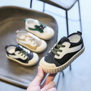 Новая парусиновая обувь для маленьких девочек и мальчиков, осенняя обувь для малышей, нескользящая детская повседневная обувь с мягкой подошвой, детские кроссовки