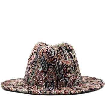 Новая фетровая шляпа с широкими полями и принтом Tie Dye, мужская и женская твидовая модная панама, ретро градиентная джазовая шляпа, Фетровая шляпа для мужчин