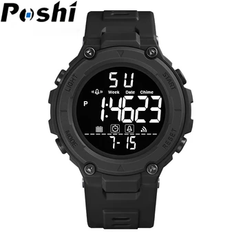 Новые модные спортивные светодиодные электронные мужские часы POSHI с будильником даты, секундомером, светящимися военными водонепроницаемыми наручными часами для мужчин