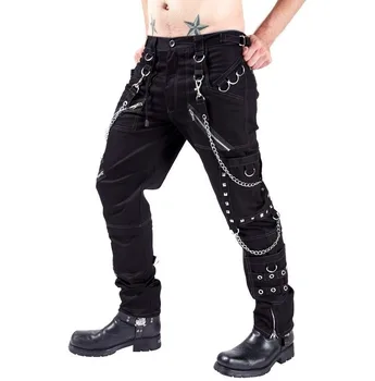 Новые Повседневные мужские Брюки-карго с перфорацией в стиле готический панк-рок, Кожаные брюки Pantalon Cuero Hombre, Кожаные брюки