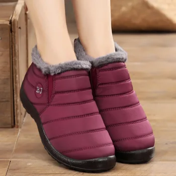 Новые Простые женские ботинки; Уличные женские Хлопчатобумажные ботинки; Коллекция 2023 года; Зимняя модная нескользящая Теплая Обувь на Платформе Для Влюбленных; Zapatos Para Mujeres