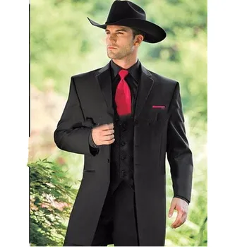 Новый мужской костюм, черный мужской свадебный костюм с лацканами, стильный деловой повседневный костюм на заказ (пальто + брюки + жилет)