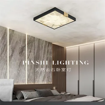 Новый светильник роскошный, полностью медный, мраморный, потолочный светильник для спальни, квадратный, постмодернистский, простой, для гостиной, декоративный светильник для кабинета