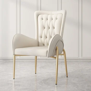 Обеденный стул из скандинавской кожи, современное кресло, роскошный дизайн отеля, белое кресло для приема гостей, мебель для коммерческого ресторана, диван-кресло