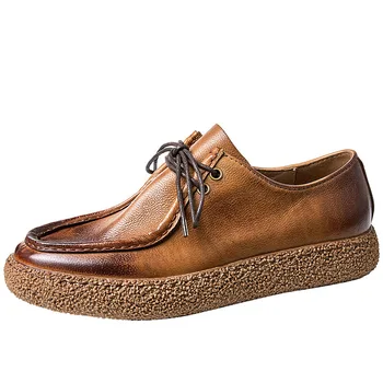 Обувь из натуральной кожи, Мужская Весенне-осенняя Мужская обувь на шнуровке, Дизайнерская обувь из воловьей кожи, Мужская обувь из натуральной кожи, Оригинальное высокое качество