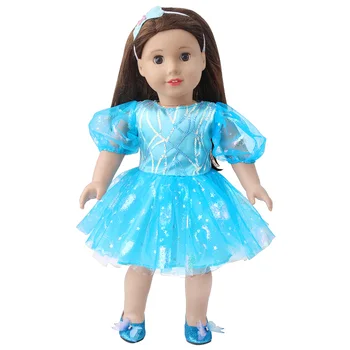 Одежда для кукол, Аксессуары для игрушек, Одежда для кукол для девочек, 18-дюймовая американская кукла, Детская обувь для кукол, Юбка из синей Пряжи, Платье Принцессы, Подарки