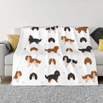 Одеяла с кавалером Кинг Чарльз Спаниелем, Фланелевое Летнее Милое животное Собака, Многофункциональное Теплое одеяло для домашнего дивана, коврик