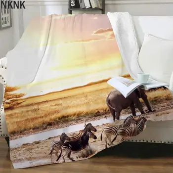 Одеяло со слоном NKNK Brank, Плюшевое одеяло с Зеброй, одеяла с животными для кроватей, одеяло из шерпы с пейзажным 3D принтом, Модное премиум