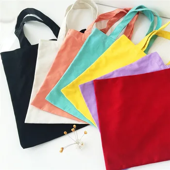 Однотонная пустая холщовая сумка через плечо для женщин, оптовая продажа, многоразовая сумка для покупок, пустые женские сумки, многоразовая продуктовая сумка