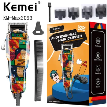 Оптовые Перезаряжаемые Профессиональные Электрические машинки для стрижки волос Kemei Km-Max2093 High Power Print Design
