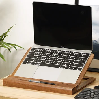 Ореховый Подъемный стол для ноутбука Охлаждающая стойка Может регулировать плоские офисные столы Складной деревянный кронштейн для Планшета