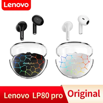 Оригинальные Наушники Lenovo LP80 Pro TWS, Беспроводные наушники Bluetooth, Hi-Fi, Гарнитура с двумя Хостами, Наушники с Шумоподавлением, RGB Подсветка
