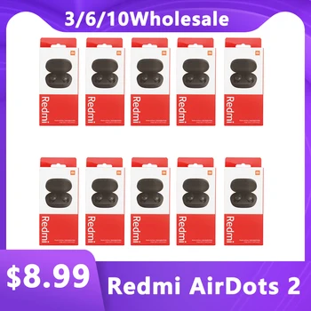 Оригинальные Наушники Xiaomi Redmi Airdots 2, 3/6/10 штук, Настоящие Беспроводные Наушники с Шумоподавлением, Гарнитура С Микрофоном Tws оптом