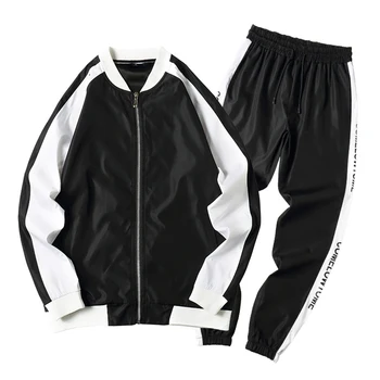 Осенний Новый Мужской спортивный костюм в стиле пэчворк, толстовка и брюки в стиле хип-хоп, комплект спортивной одежды для бега, комплект мужской одежды