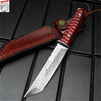 Острый тактический прямой нож из дамасской стали, нож для спасения в джунглях, финский охотничий нож + ножны