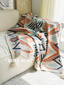 Офисное одеяло для кондиционирования воздуха Nordic wind, вязаное одеяло для ног, полная шаль, одеяло для сна в общежитии, одеяло для дивана