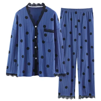 пижама женская весенняя, новый костюм-кимоно из чистого хлопка, милая домашняя одежда для отдыха, которую можно носить зимой